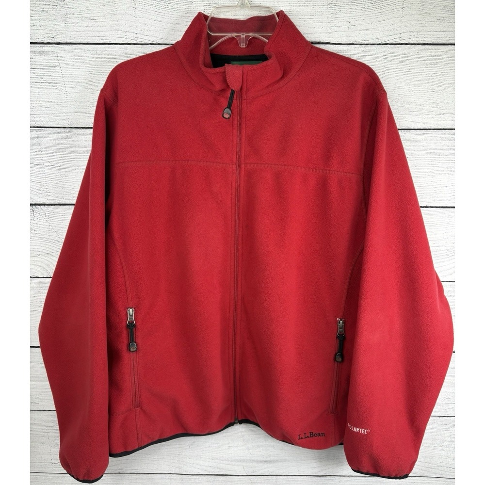 LL Bean Red Fleece Full Zip Polartec Jacket 0AFX1 Women's Size Large